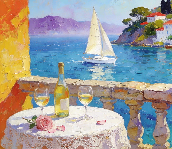 Original Canvas Paintings, A Tranquil Afternoon by the Sea, Small Paintings on Canvas, Heavy Texture Artwork, Landscape Oil Paintings, Hand Painted Wall Art-Paintingforhome