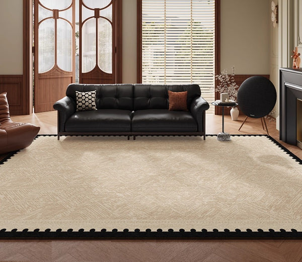 Modern Rugs for Dining Room, Mid Century Modern Rugs Next to Bed, Contemporary Rugs for Bedroom, Cream Modern Carpets for Living Room-Paintingforhome