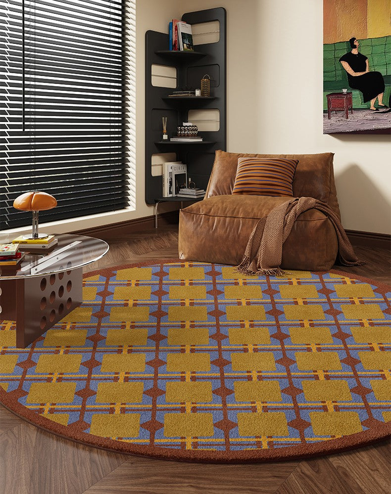 Modern Abstract Contemporary Rug Under Coffee Table, Unique Soft Geometric Area Carpet