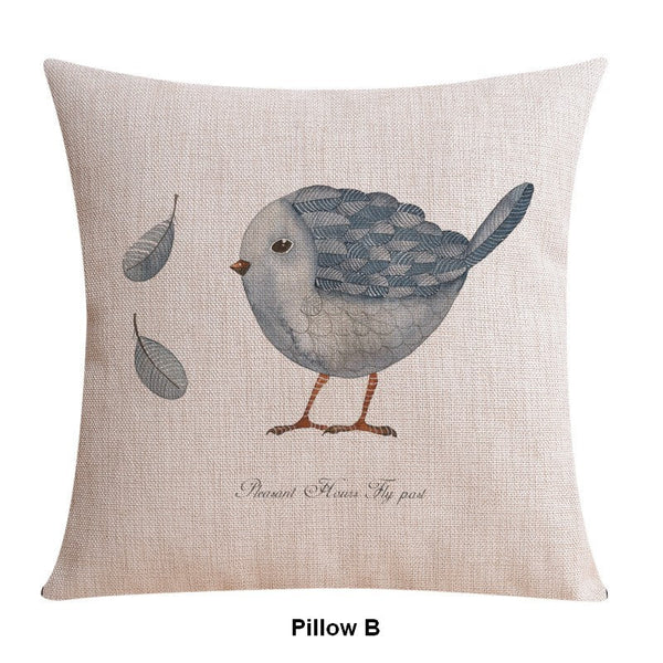 Love Birds Throw Pillows for Couch, Simple Decorative Pillow Covers, Decorative Sofa Pillows for Children's Room, Singing Birds Decorative Throw Pillows-Paintingforhome
