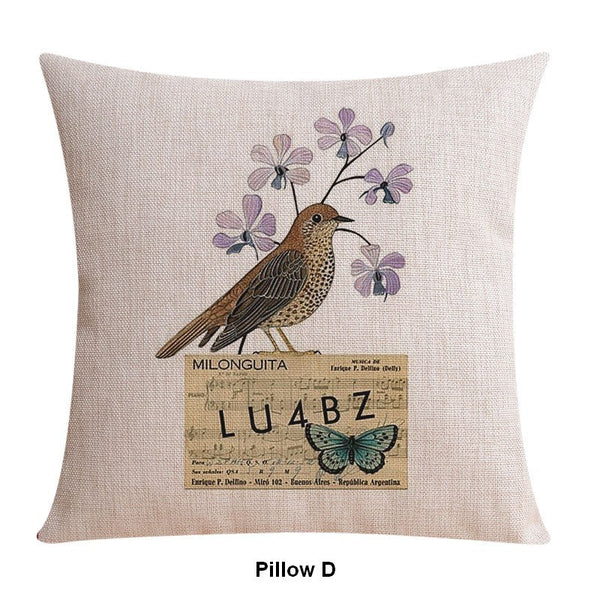 Large Decorative Pillow Covers, Decorative Sofa Pillows for Children's Room, Love Birds Throw Pillows for Couch, Singing Birds Decorative Throw Pillows-Paintingforhome