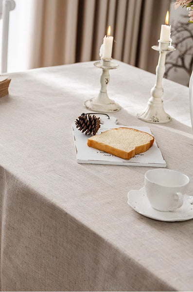 Brown Tablecloth for Home Decoration, Simple Linen Rectangle Table Cover for Dining Room Table, Modern Table Cloth, Square Tablecloth for Oval Table-Paintingforhome