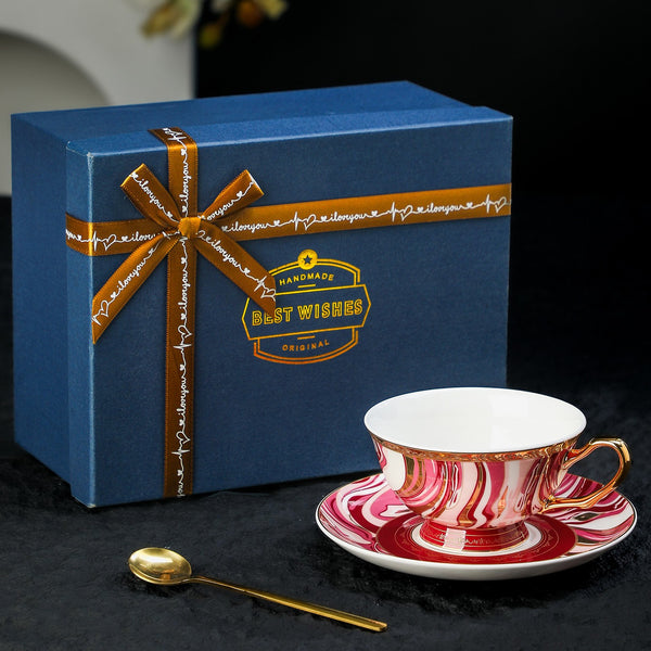 Vintage Ceramic Tea Cup and Saucer Set, Elegant Porcelain Coffee Cups, British Royal Tea Cup and Saucer Set in Gift Box, Porcelain Tea Cup and Saucer Set-Paintingforhome