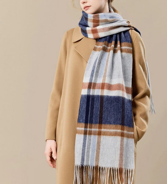 Soft Cashmere Scarf for Women, Checked Scarf Winter Wool Scarf, Elegant Wool Scarves, Warm Winter Scarf, Cold Weather Scarf, Holiday Scarf, Fashion Scarf, Christmas Gifts for Her-Paintingforhome