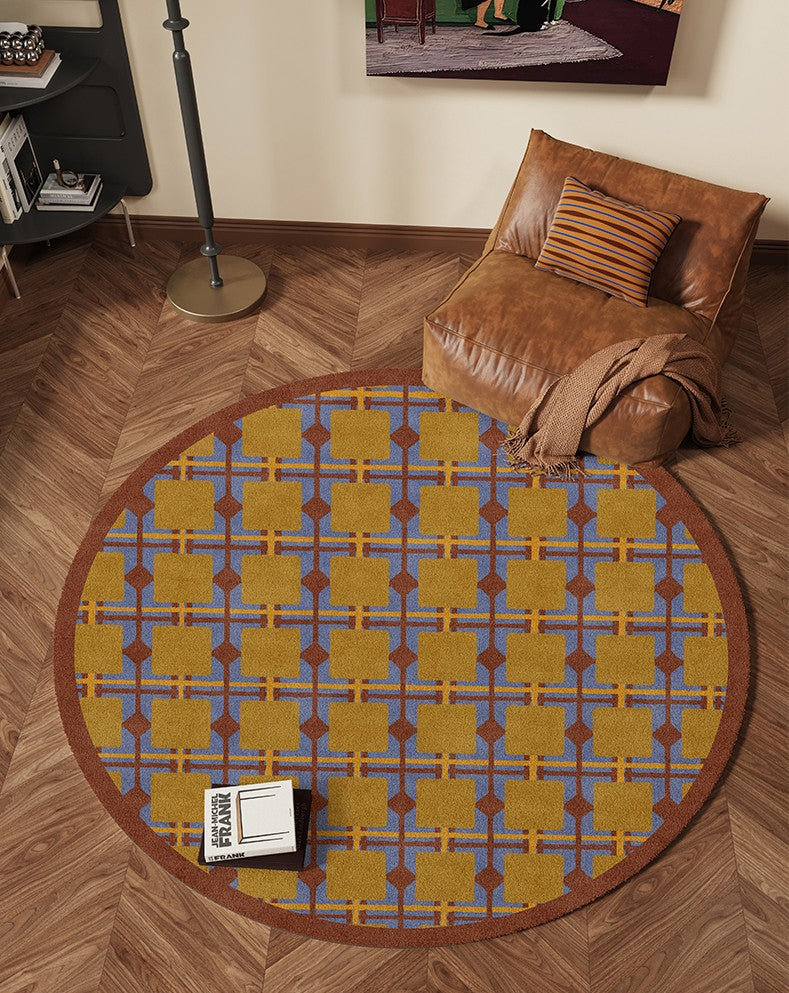 Modern Rugs under Coffee Table, Abstract Contemporary Round Rugs, Modern Rugs for Dining Room, Geometric Modern Rugs for Bedroom-Paintingforhome