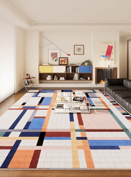 Modern Carpets for Office, Abstract Modern Rugs, Contemporary Modern Rugs Next to Bed, Geometric Modern Rugs under Dining Room Table-Paintingforhome