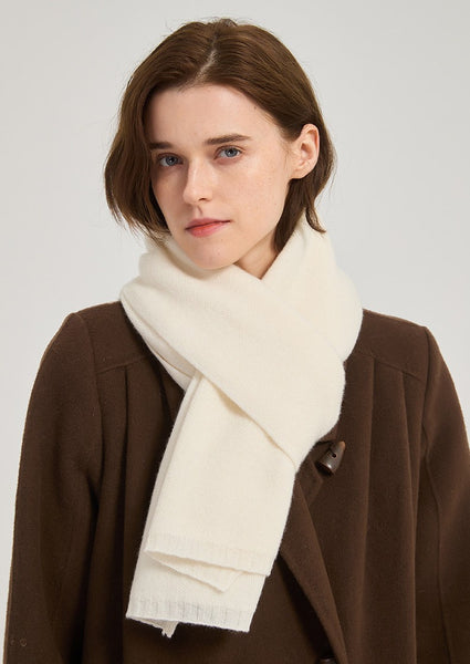 Modern Wool Scarf for Women, Cold Weather Scarves, Winter Cashmere Scarf, Casual Scarf for Women, Birthday Gift for Girl, White Soft Wool Scarf for Women
