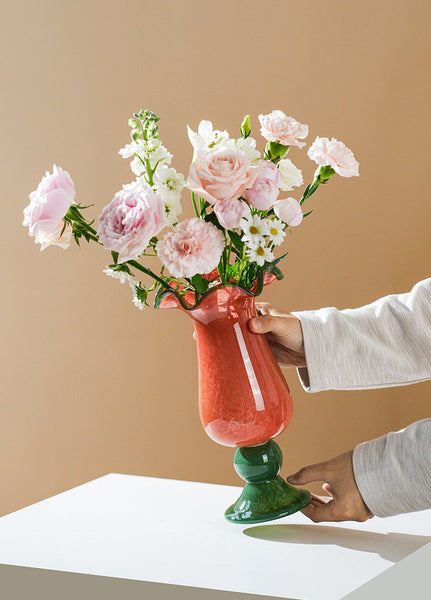 Contemporary Vase for Modern Home Decor, Unique Modern Glass Vase, Modern Glass Flower Vases, Handmade Liuli Vases, Centerpiece Vases on Table-Paintingforhome