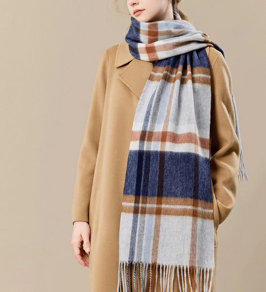 Soft Cashmere Scarf for Women, Checked Scarf Winter Wool Scarf, Elegant Wool Scarves, Warm Winter Scarf, Cold Weather Scarf, Holiday Scarf, Fashion Scarf, Christmas Gifts for Her-Paintingforhome