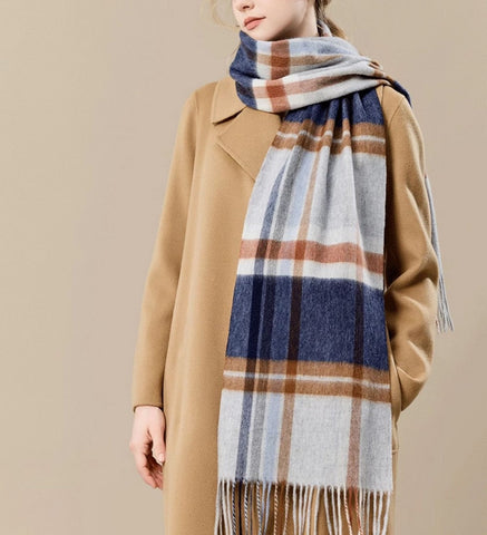 Soft Cashmere Scarf for Women, Checked Scarf Winter Wool Scarf, Elegant Wool Scarves, Warm Winter Scarf, Cold Weather Scarf, Holiday Scarf, Fashion Scarf, Christmas Gifts for Her-Paintingforhome