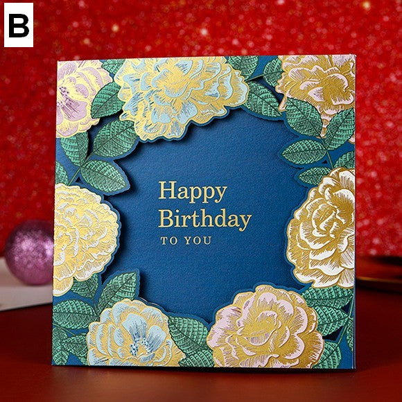 Blue Flower Greeting Cards, Beautiful Greeting Cards to Friends, Creative Birthday Greeting Card, Original Handmade Greeting Cards-Paintingforhome