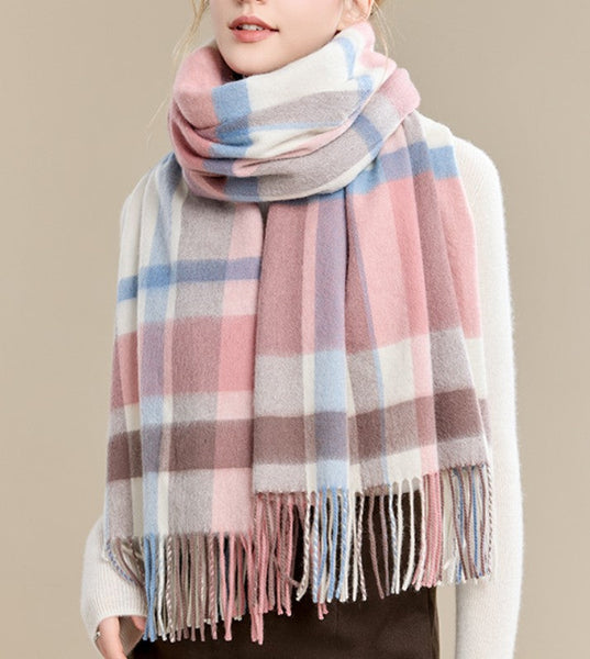 Warm Cape, Gifts for Her, Evening Wrap, Christmas Gift, Large Wool Scarf, Soft Wool Scarf for Women, Checkered Fashion Scarf, Winter Shawl, Elegant Shawl-Paintingforhome