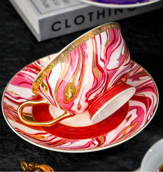 Vintage Ceramic Tea Cup and Saucer Set, Elegant Porcelain Coffee Cups, British Royal Tea Cup and Saucer Set in Gift Box, Porcelain Tea Cup and Saucer Set-Paintingforhome