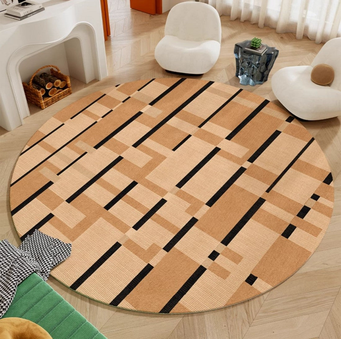 Mid Century Modern Rugs, Geometric Modern Rug Ideas for Living Room, Circular Modern Rugs for Bathroom, Modern Rugs for Bedroom, Round Rugs for Dining Room-Paintingforhome