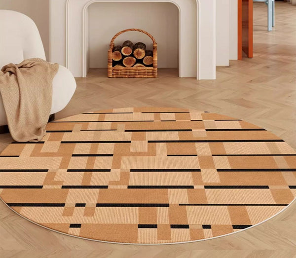 Mid Century Modern Rugs, Geometric Modern Rug Ideas for Living Room, Circular Modern Rugs for Bathroom, Modern Rugs for Bedroom, Round Rugs for Dining Room-Paintingforhome