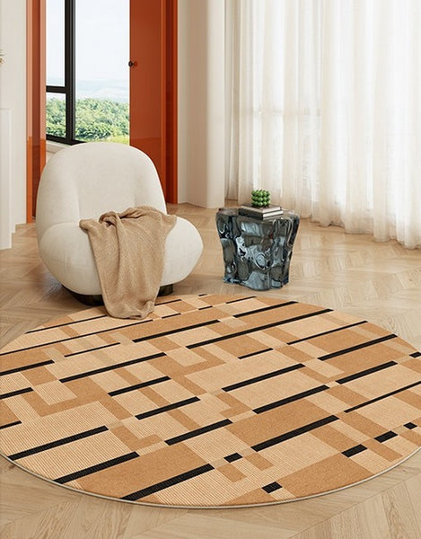 Mid Century Modern Rugs, Geometric Modern Rug Ideas for Living Room, Circular Modern Rugs for Bathroom, Modern Rugs for Bedroom, Round Rugs for Dining Room-Paintingforhome