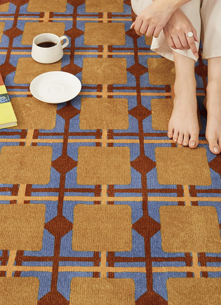 Modern Rugs under Coffee Table, Abstract Contemporary Round Rugs, Modern Rugs for Dining Room, Geometric Modern Rugs for Bedroom-Paintingforhome