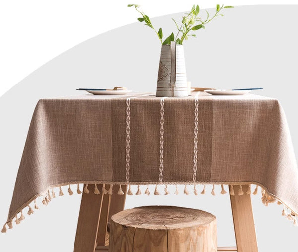 Rectangular Tablecloth for Oval Table, Kitchen Rectangular Table Covers, Modern Table Cloths for Dining Room, Farmhouse Cotton and Linen Tablecloths-Paintingforhome