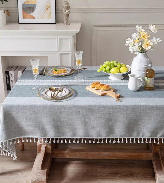 Country Farmhouse Tablecloth, Large Rectangular Tablecloth for Oval Table, Rustic Table Covers for Kitchen, Cotton and Linen Tablecloth for Dining Room Table-Paintingforhome