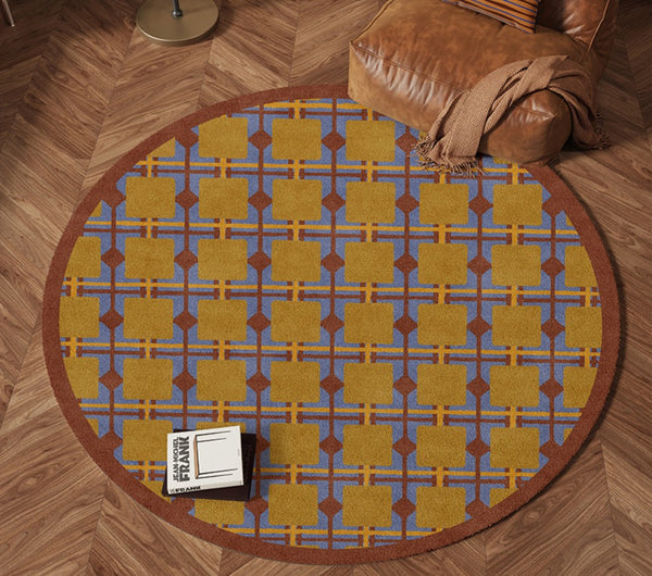 Modern Rugs under Coffee Table, Abstract Contemporary Round Rugs, Modern Rugs for Dining Room, Geometric Modern Rugs for Bedroom-Paintingforhome