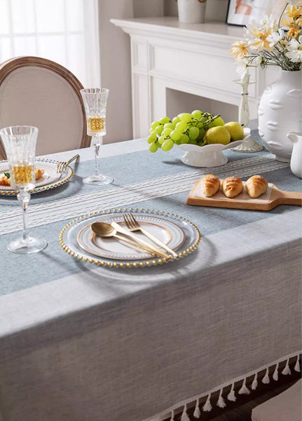 Large Rectangular Tablecloth for Oval Table, Country Farmhouse Tablecloth, Rustic Table Covers for Kitchen, Cotton and Linen Tablecloth for Dining Room Table-Paintingforhome