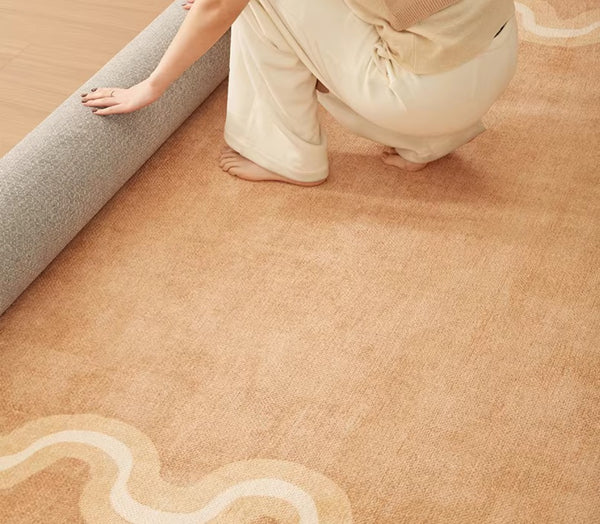 Dining Room Geometric Modern Rugs, Large Modern Rugs for Living Room, Bedroom Modern Rugs, Cream Color Contemporary Modern Rugs-Paintingforhome