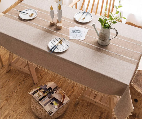 Rectangular Tablecloth for Oval Table, Kitchen Rectangular Table Covers, Modern Table Cloths for Dining Room, Farmhouse Cotton and Linen Tablecloths-Paintingforhome