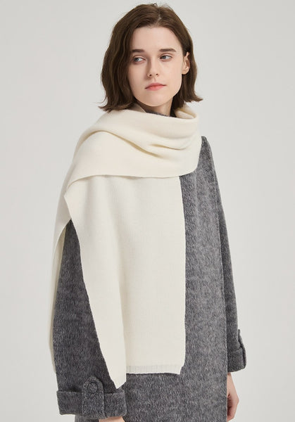 Modern Wool Scarf for Women, Cold Weather Scarves, Winter Cashmere Scarf, Casual Scarf for Women, Birthday Gift for Girl, White Soft Wool Scarf for Women
