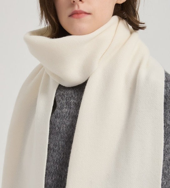 Modern Wool Scarf for Women, Cold Weather Scarves, Winter Cashmere Scarf, Casual Scarf for Women, Birthday Gift for Girl, White Soft Wool Scarf for Women