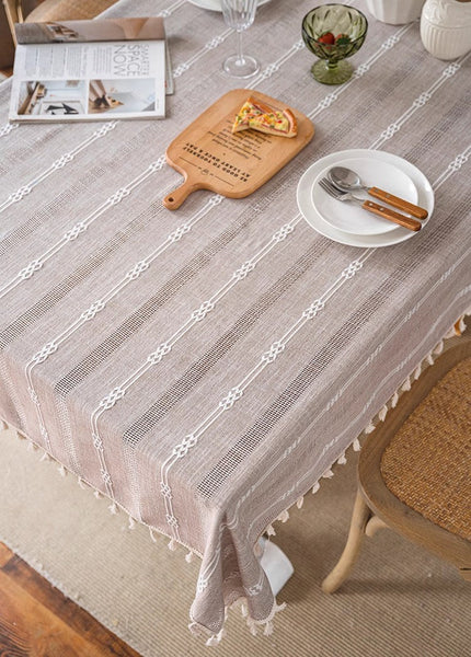 Large Modern Rectangular Table Cloth for Dining Room Table, Linen Square Tablecloth for Kitchen, Large Table Covers for Sale-Paintingforhome