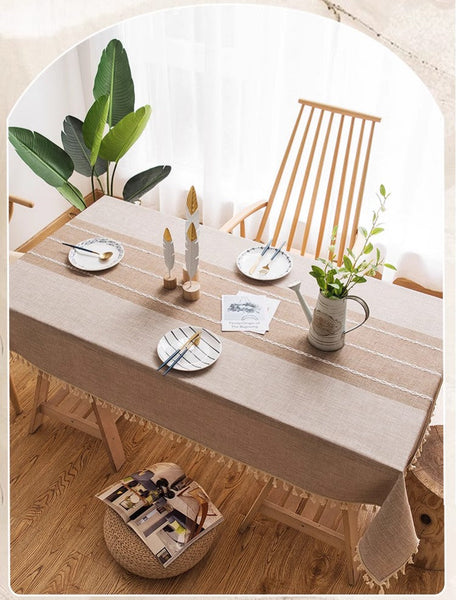 Rectangular Tablecloth for Oval Table, Kitchen Rectangular Table Covers, Modern Table Cloths for Dining Room, Farmhouse Cotton and Linen Tablecloths-Paintingforhome