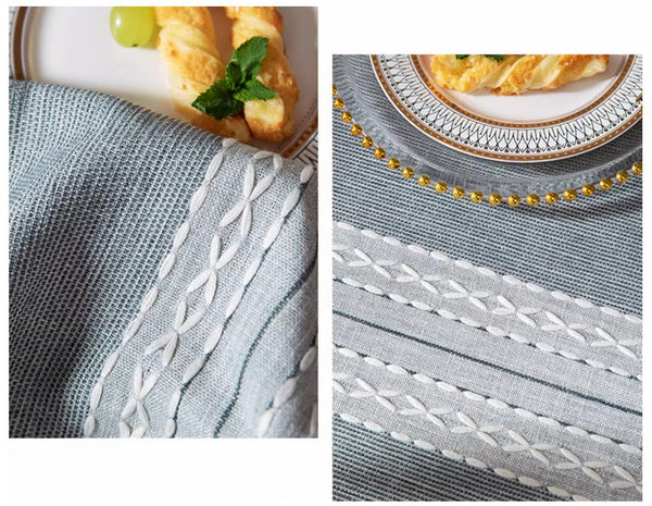 Country Farmhouse Tablecloth, Large Rectangular Tablecloth for Oval Table, Rustic Table Covers for Kitchen, Cotton and Linen Tablecloth for Dining Room Table-Paintingforhome