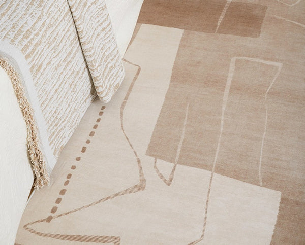 Unique Geometric Modern Rugs under Dining Room Table, Brown Modern Carpets for Office, Abstract Modern Rugs for Living Room, Contemporary Modern Rugs Next to Bed-Paintingforhome