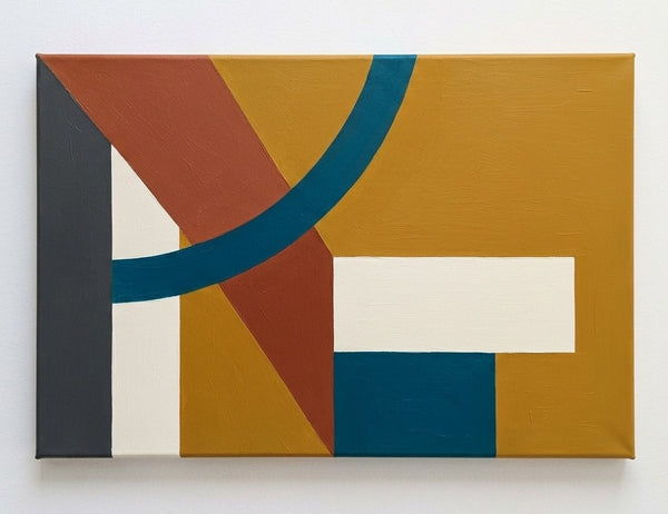 Blue, Yellow, Terracotta Colors, Geometric Pattern Modern Artwork, Original Abstract Wall Art Paintings, Oversized Modern Canvas Art