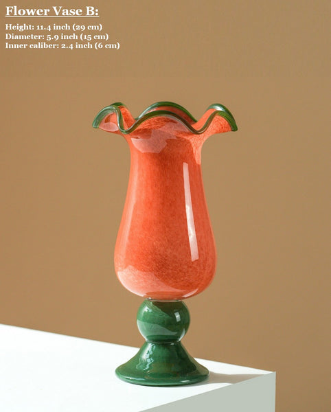 Contemporary Vase for Modern Home Decor, Unique Modern Glass Vase, Modern Glass Flower Vases, Handmade Liuli Vases, Centerpiece Vases on Table-Paintingforhome