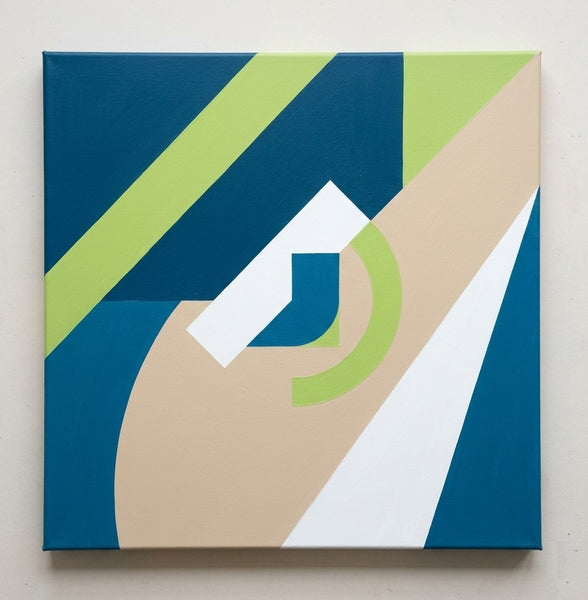 Modern Contemporary Wall Art, Blue, Beige, Light Green Color Geometric Pattern Abstract Paintings for Living Room