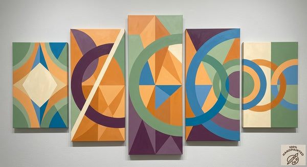Geometric Modern Art, Large Canvas Paintings for Living Room, Contemporary Abstract Painting, Hand Painted Acrylic Artwork