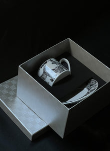 Unique Tea Cup and Saucer in Gift Box, Zebra Jungle Bone China Porcelain Tea Cup Set, Royal Ceramic Cups, Elegant Ceramic Coffee Cups-Paintingforhome