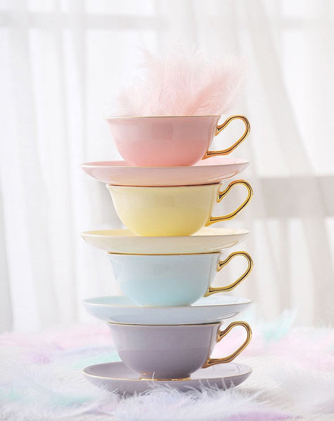 Royal Porcelain Tea Cup Saucer Set, Elegant Flower Pattern Ceramic Coffee Cups, Beautiful British Tea Cups, Unique Traditional Afternoon Tea Cup and Saucer in Gift Box-Paintingforhome