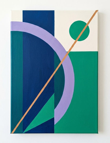 Geometric Pattern Abtract Art for Modernism Decor, Blue, Green, Purple Color, Original Contemporary Modern Paintings