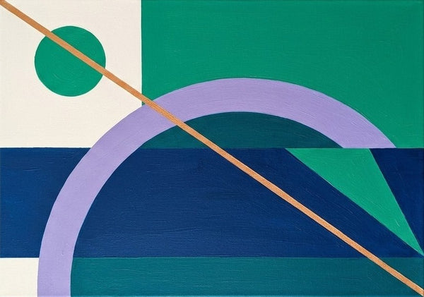 Geometric Pattern Abtract Art for Modernism Decor, Blue, Green, Purple Color, Original Contemporary Modern Paintings
