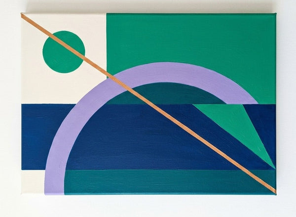 Geometric Pattern Abtract Art for Modernism Decor, Blue, Green, Purple Color, Original Contemporary Modern Paintings