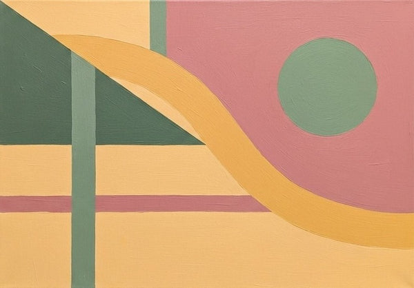 Geometric Pattern Abtract Art for Modernism Decor, Beige, Dusty Pink, Green Color, Original Contemporary Canvas Paintings