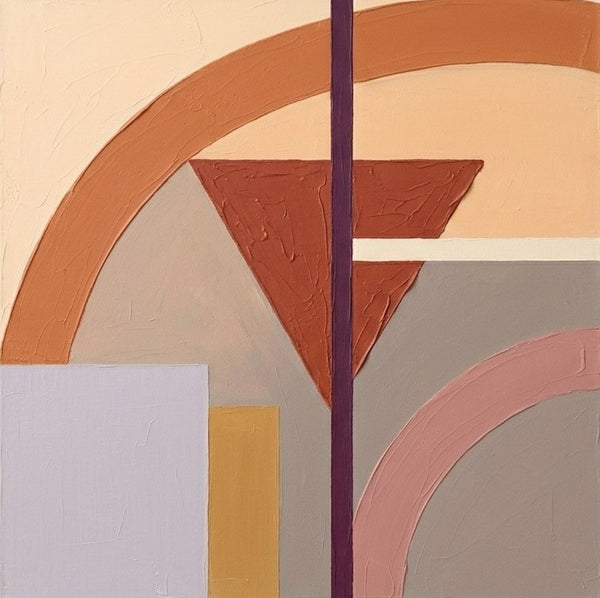Geometric Pattern Abstract Paintings for Modernism Decor, Terracotta, Beige, Taupe Colors, Modern Contemporary Wall Art