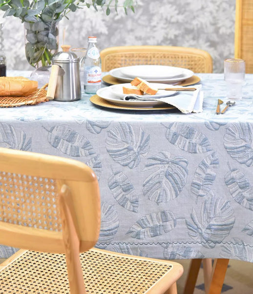 Large Rectangle Table Covers for Dining Room Table, Square Tablecloth for Round Table,Monstera Leaf Modern Table Cloths for Kitchen, Simple Contemporary Cotton Tablecloth-Paintingforhome