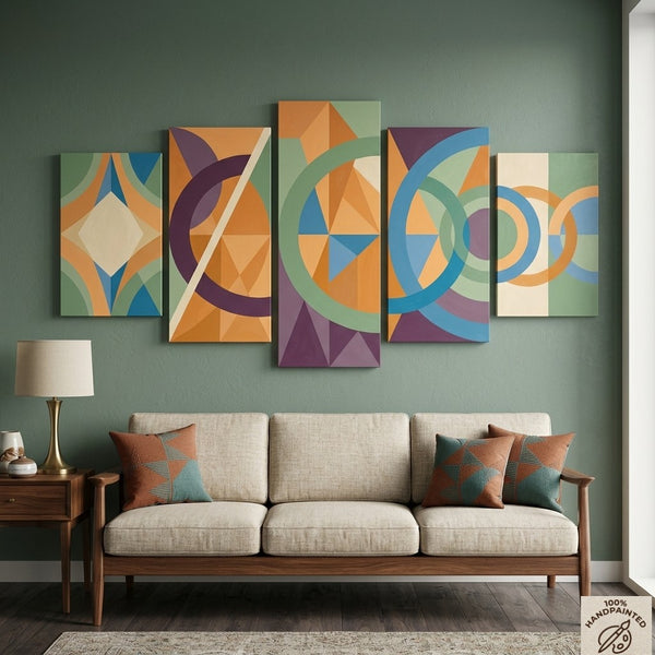 Geometric Modern Art, Large Canvas Paintings for Living Room, Contemporary Abstract Painting, Hand Painted Acrylic Artwork