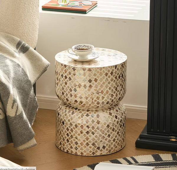 Elegant Small End Table, Modern Side Table, Contemporary Bedside Table, Bedside Small Side Table, Creative Coffee Table, Contemporary Side Table, Portable Casual Side Table, Shell Small Sofa Side Table-Paintingforhome