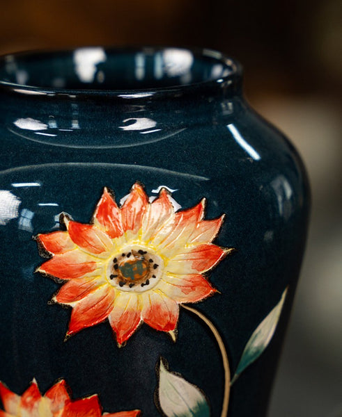 Ceramic Bouquet Vases, Sunflower Vases on Table, Porcelain Flower Vases, Dining Table Centerpiece, Handmade Water Holding Flower Vase-Paintingforhome