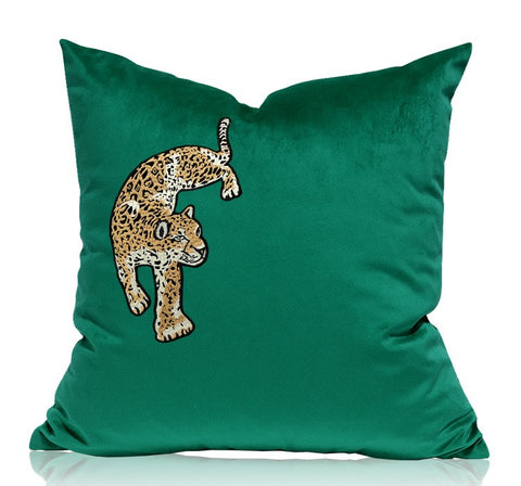 Modern Sofa Pillows, Green Decorative Pillows for Living Room, Contemporary Throw Pillows, Cheetah Decorative Cushion-Paintingforhome