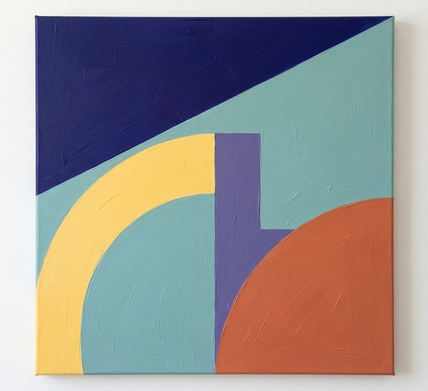 Blue, Yellow, Orange-Red Color, Modern Contemporary Wall Art, Geometric Pattern Abstract Paintings for Modernism Decor-Paintingforhome